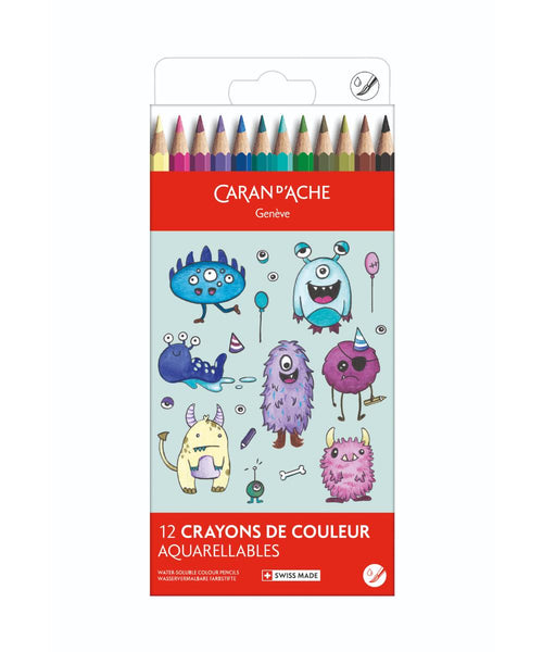 Caran d'Ache Kawaii Swisscolor Coloured Pencils Pack of 12 - Funny Monsters