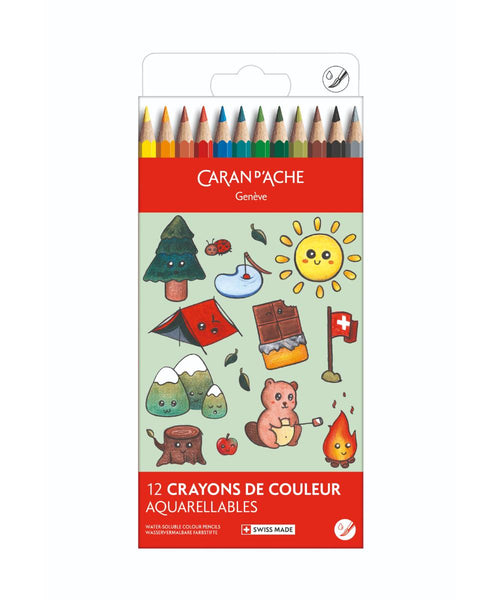 Caran d'Ache Kawaii Swisscolor Coloured Pencils Pack of 12 - Swiss Mountain