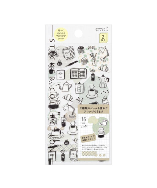Midori Sticker 2641 Two Sheets - Monotone Café
