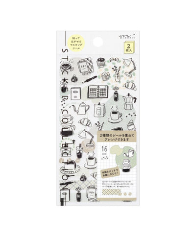 Midori Sticker 2641 Two Sheets - Monotone Café
