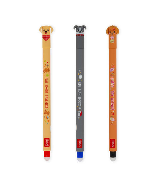 Legami Fur-Ever Friends Erasable Pens - Limited Edition Pack of 3