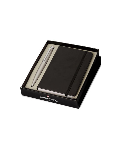 Sheaffer VFM Ballpoint Pen & Notebook Set - Strobe Silver with Chrome Trims