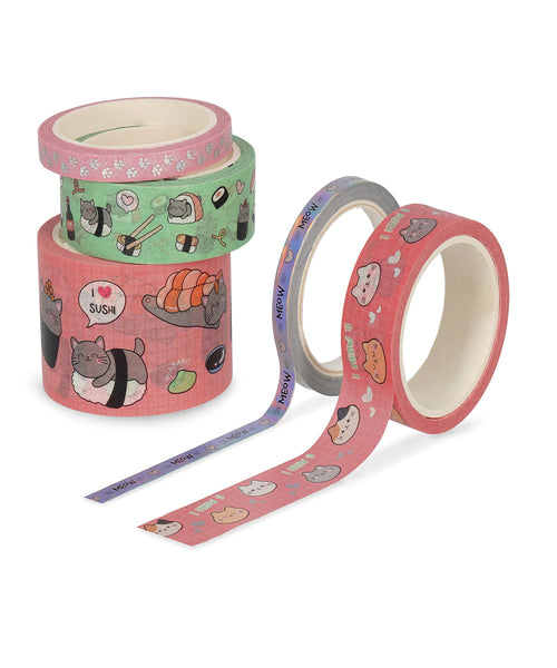 Legami Set of 5 Paper Sticky Tapes - Kitty