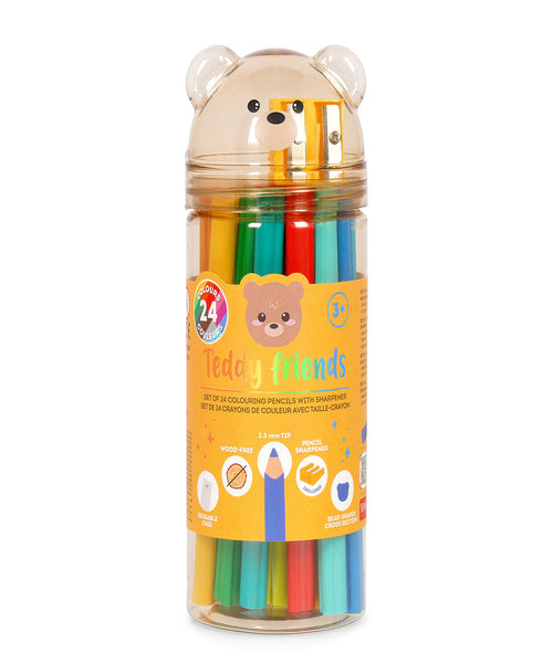 Legami Teddy Friends Set of 24 Colouring Pencils with Sharpener
