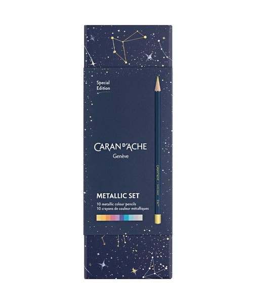 Caran d'Ache Metallic Coloured Pencils - Cosmic Blue Special Edition Set of 10