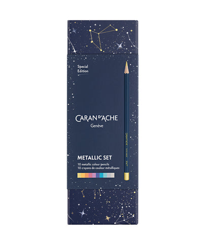 Caran d'Ache Metallic Coloured Pencils - Cosmic Blue Special Edition Set of 10