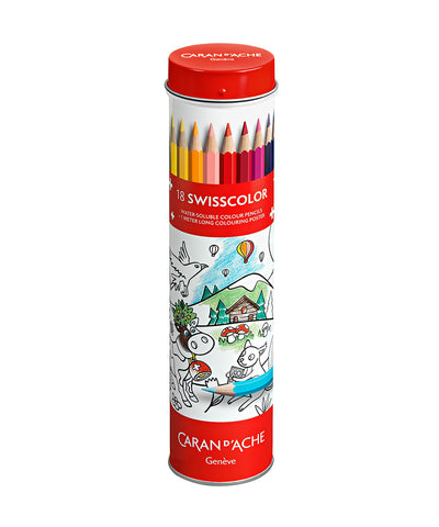 Caran D'Ache Swisscolor Coloured Pencils - Special Edition Water Soluble Set of 18