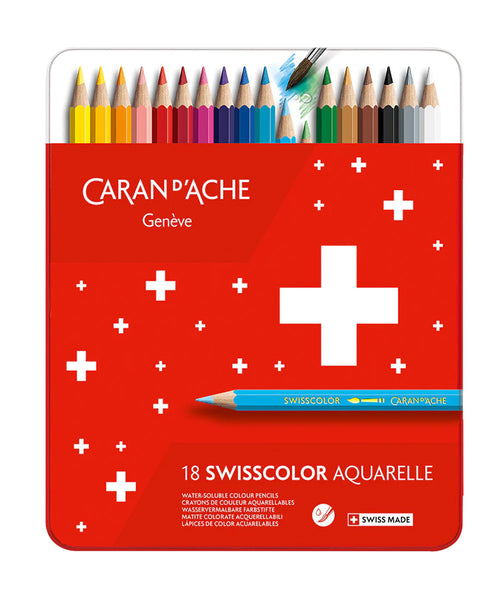 Caran D'Ache Swisscolor Coloured Pencils - Water Soluble Set of 18