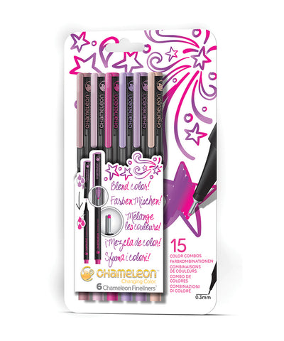 Chameleon Fineliner Pens - 6 Assorted Floral Colours