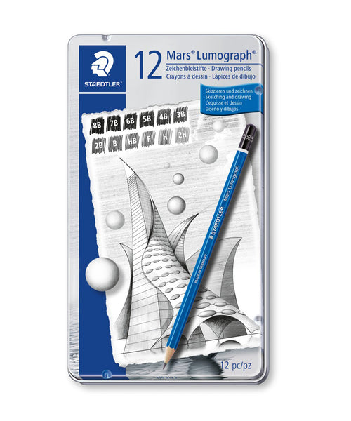Staedtler Mars Lumograph Pencil - Assorted Tin of 12