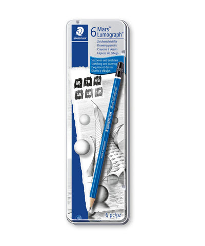Staedtler Mars Lumograph Pencil - Assorted Tin of 6