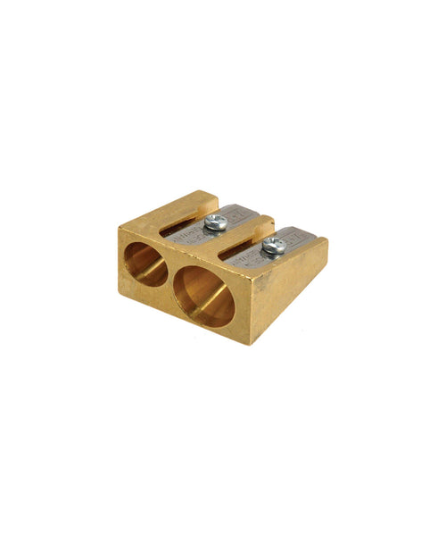 M+R Brass Wedge Pencil Sharpener - Twin Hole